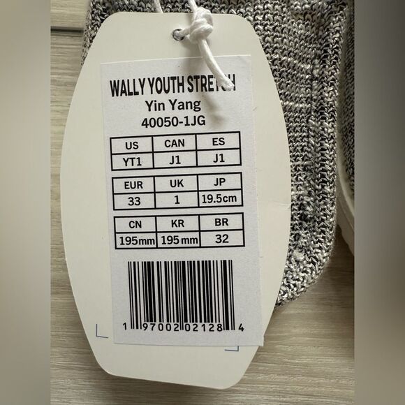 Hey Dude Wally Youth Stretch Black/White size 1 New In Box - Picture 10 of 14